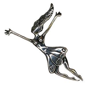 Vintage Sterling Silver Ballerina Dancer Brooch Pin Big Hair Abstract Modern